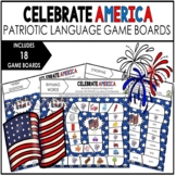 BOOM CARDS Speech Therapy LANGUAGE Game Boards| PATRIOTIC THEME