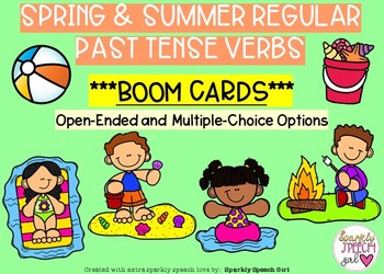 Preview of BOOM CARDS Spring and Summer Regular Past Tense Verbs