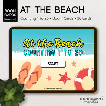 Preview of BOOM CARDS™ Summer at the Beach Counting 1 to 20 For Preschoolers to Learn Math