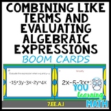 Combining Like Terms & Evaluating Algebraic Expressions: D