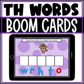 Preview of BOOM CARDS TH Digraphs Build a Word Spelling