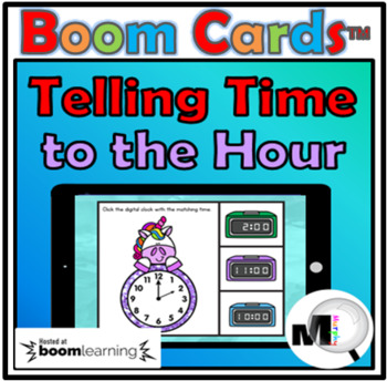 Preview of Telling Time to the Hour Boom Cards Distance Learning Free