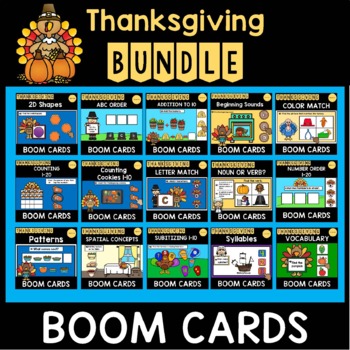 Preview of BOOM CARDS™ Thanksgiving Bundle Distance Learning