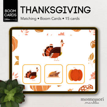 Preview of BOOM CARDS™ Thanksgiving Picture Matching Preschool Activity
