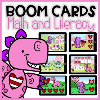 Preview of BOOM CARDS VALENTINE'S DAY: Math and Literacy Games | Digital Centers
