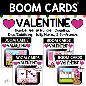 Preview of BOOM CARDS Valentine Number Sense Bundle: Dice, Tallies, Tenframes, & Counting