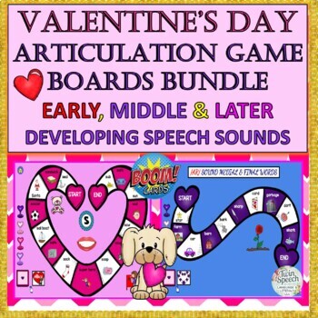 Preview of BOOM CARDS™ Valentine's Day Articulation Game Boards BUNDLE