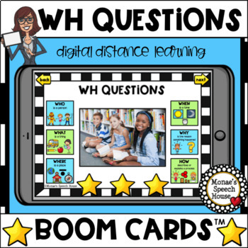 Preview of BOOM CARDS™ WH QUESTIONS distance learning SPEECH THERAPY digital