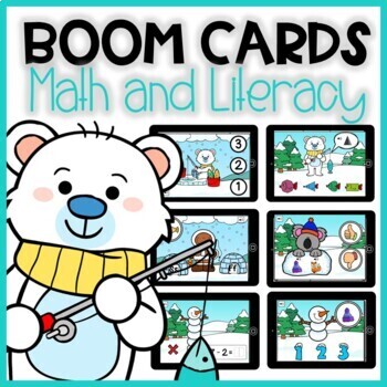 Preview of BOOM CARDS WINTER: Digital Literacy, Reading and Math Games  | Digital Centers