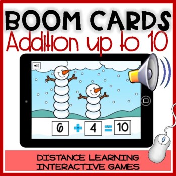 Preview of BOOM CARDS WINTER: Games for ADDITION NUMBERS 1-10 Distance Leaning