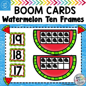 Preview of BOOM CARDS Watermelon Ten Frames - FREE  Distance Learning