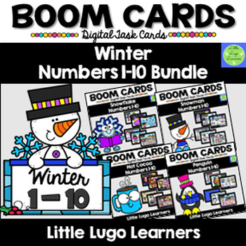 Preview of BOOM CARDS Winter Numbers 1-10 Bundle