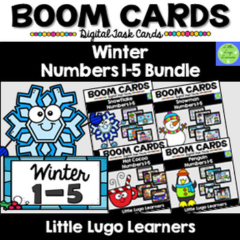 Preview of BOOM CARDS Winter Numbers 1-5 Bundle