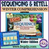 BOOM CARDS Winter Sequencing Comprehension and Story Retel