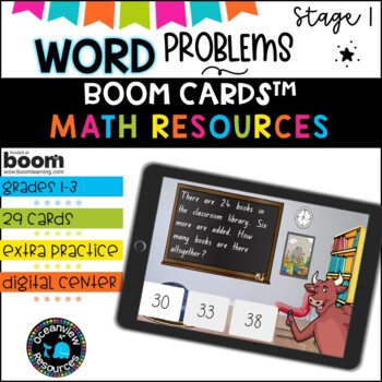 Preview of BOOM CARDS-Word Problems Stage 1