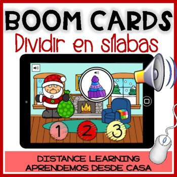 Preview of BOOM CARDS de NAVIDAD: Dividir palabras en sílabas. Christmas Distance Learning