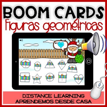 Preview of BOOM CARDS de NAVIDAD: Fíguras geométricas- Christmas Distance Learning