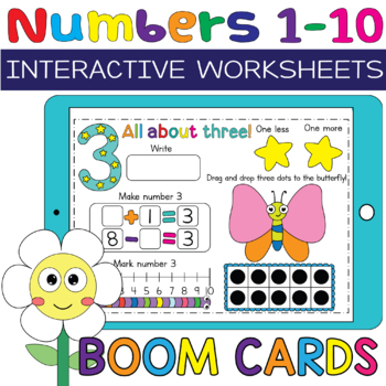 Preview of Boom Cards™ Distance Learning | Interactive Worksheets. Numbers 1-10