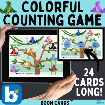 Preview of BOOM™ CARDS for Digital Math Resource to Count Colorful Birds with Subtraction