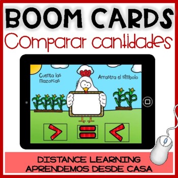 Preview of BOOM CARDS primavera: Comparar números | Digital Math Game in Spanish