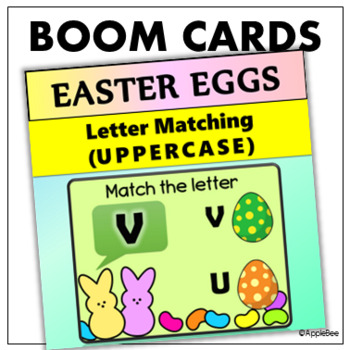 Preview of BOOM CARDS_Letter Matching (UPPERCASE) - Easter Eggs Theme