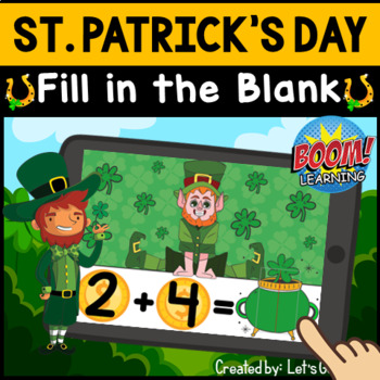 Preview of BOOM CARDs: St. Patrick's Day Math Center - Addition to 10 | March Sums up to 10