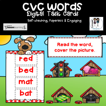 Preview of BOOM CVC mixed vowel, Read & Cover (Distance Learning)