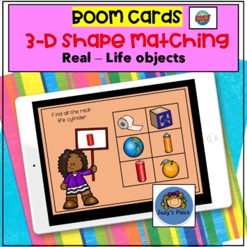 Preview of BOOM Cards 3 D Shape Matching Real - Life Objects