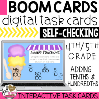 Preview of BOOM Cards Add Tenths and Hundredths