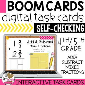 Preview of BOOM Cards Add and Subtract Mixed Fractions