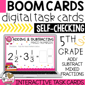 Preview of BOOM Cards Add and Subtract Mixed Fractions
