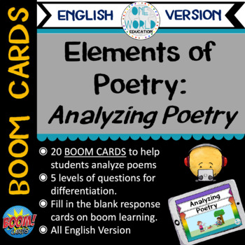 Preview of BOOM Cards: Analyzing Poetry (Elements of Poetry) English Version