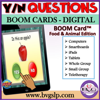 Preview of BOOM Cards Distance Learning Answering Yes No Questions - Teletherapy