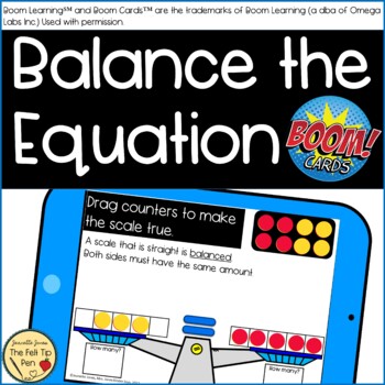 Preview of BOOM Cards Balance the Equation Task Cards with audio & mini-lesson