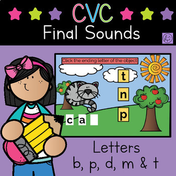 Preview of FREE BOOM Cards: CVC Final Sound (Letters B, D, P, M & T) with Audio
