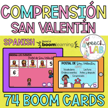 Preview of BOOM Cards Comprensión Lectora San Valentín | Valentines Reading Comprehension