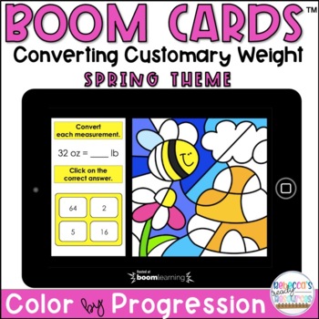 Preview of BOOM Cards™ | Converting Customary Weight Color by Number Progression | Spring
