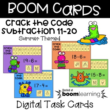 Preview of BOOM Cards - Crack the Code Subtraction 11-20 - Summer