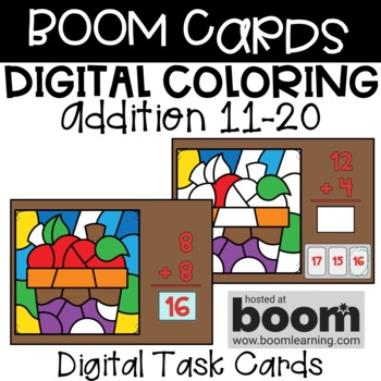 Preview of BOOM Cards - Digital Coloring - Addition 11-20