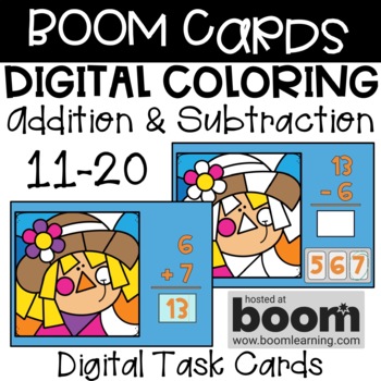 Preview of BOOM Cards - Digital Coloring - Addition & Subtraction 11-20