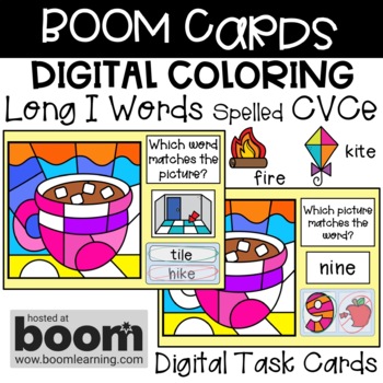 Preview of BOOM Cards - Digital Coloring - Long I Words Spelled CVCe