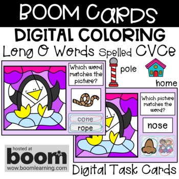 Preview of BOOM Cards - Digital Coloring - Long O Words Spelled CVCe