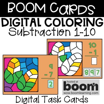 Preview of BOOM Cards - Digital Coloring - Subtraction 1-10