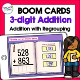 3-digit ADDITION WITH REGROUPING BOOM CARDS Remote Learning  Math