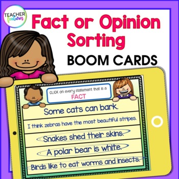 Preview of BOOM CARDS FACT or OPINION Sentence Sort