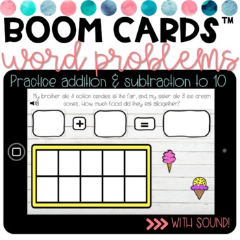 Preview of BOOM Cards | Distance Learning | May | Word Problems