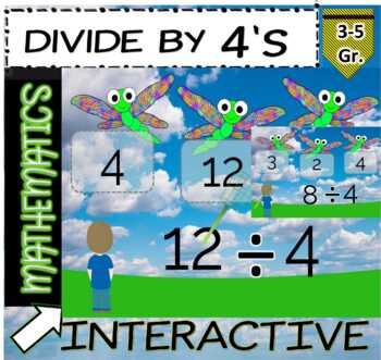 Preview of Dividing by 4's Interactive |BOOM Cards