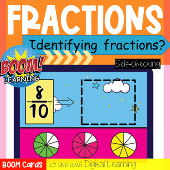 Preview of BOOM Cards Drag and Drop: Identifying Fractions to Mixed Numbers Task Cards