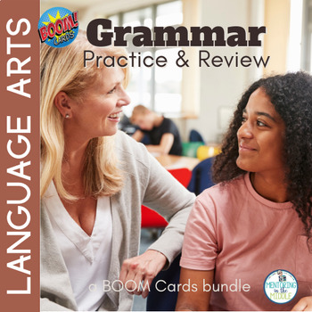 Preview of Grammar BOOM Cards ELA Practice - Figurative Language, Vocabulary & Spelling