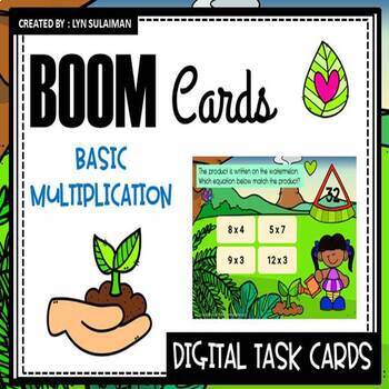 Preview of BOOM Cards™ Earth Day Basic Multiplication | Distance Learning
